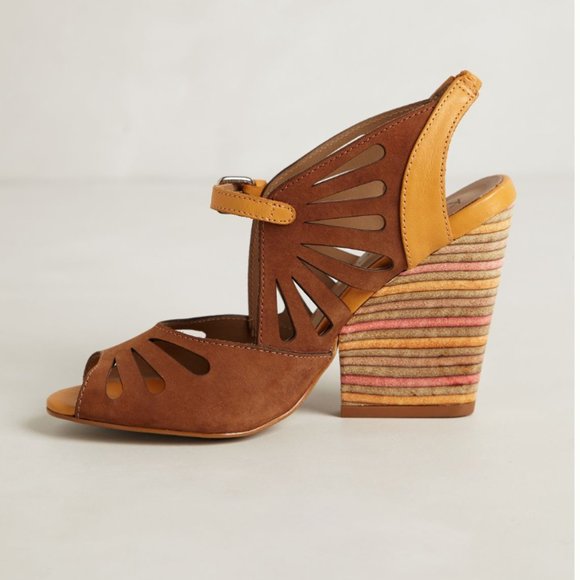 ❌Sold❌ Anthropologie Kiva Leather Cutout Wedges - Picture 4 of 13
